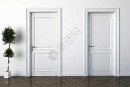 房间里白色的门背景图片