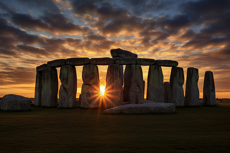 日落下的巨石阵高清图片