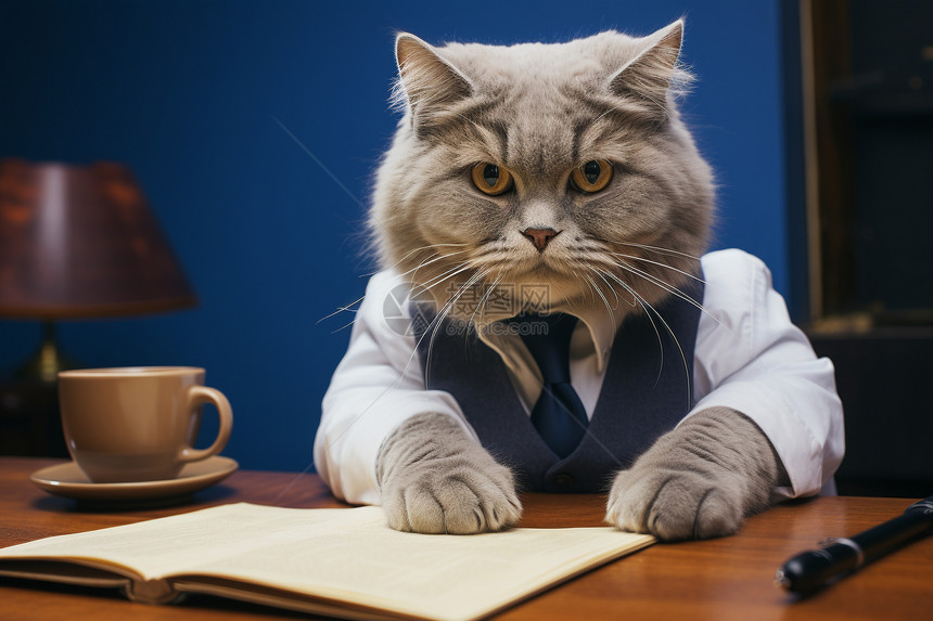 创意猫咪办公室职员图片