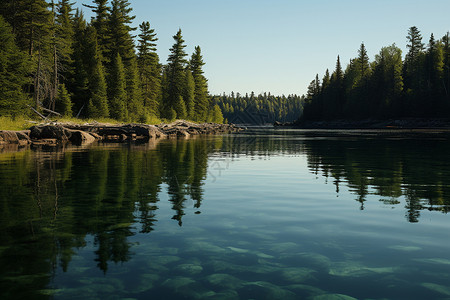 加拿大独木舟自然的加拿大湖泊背景