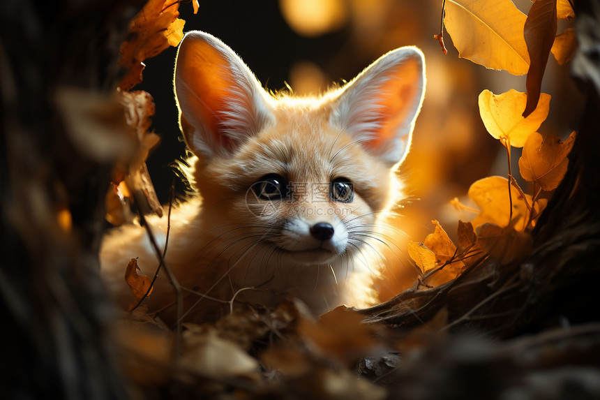 可爱的小狐狸在森林中图片