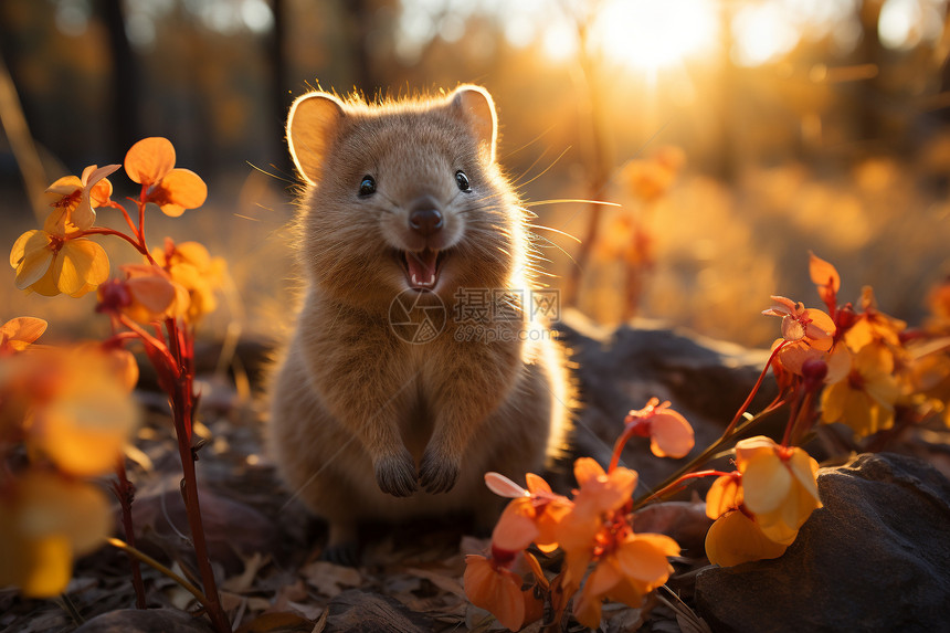阳光下的可爱袋獾图片