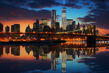 夜幕下的曼哈顿大桥图片