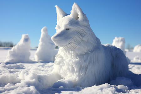 冬日雪地里的冰雕背景图片