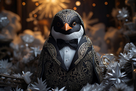 穿西装的企鹅模型背景图片