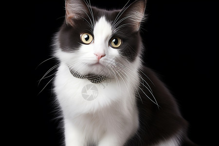 猫项圈黑白猫背景