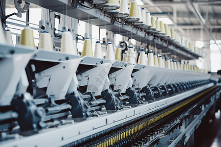 纺织材料纺织工厂里的纺织机背景