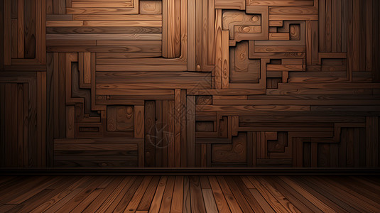 空房间空荡荡的木头房间插画
