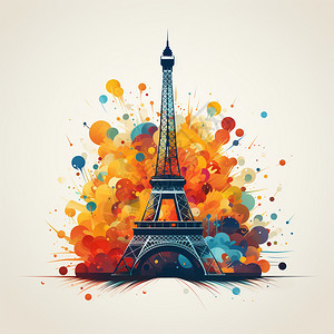 巴黎铁塔现代画背景图片