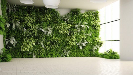 浅绿色植物签名墙背景