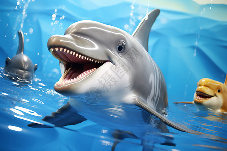 水中开心的海豚背景图片