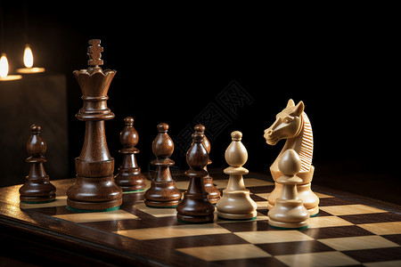 传统的木质国际象棋背景图片