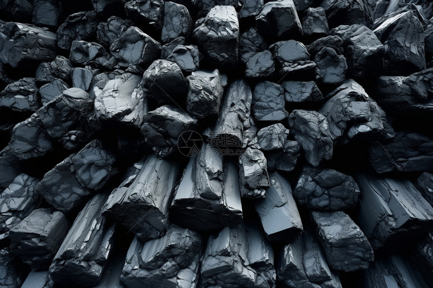矿山中堆积的煤炭图片