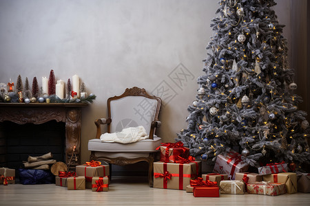 温馨的家庭圣诞装饰背景图片