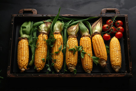 夏日盛宴的炭烤玉米图片