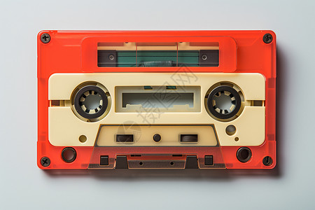 红色录音机塑料录音带高清图片