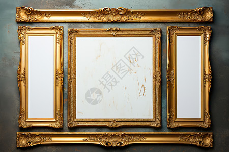 艺术镂金相框镶金的复古相框背景