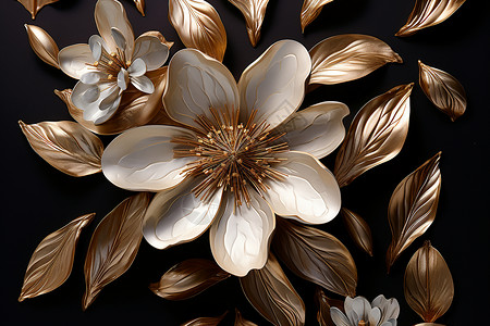 金色的3D花朵背景图片