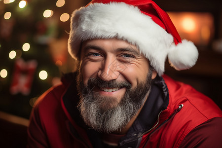 圣诞节戴着圣诞帽的男子图片