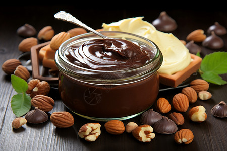 美味的巧克力坚果零食高清图片