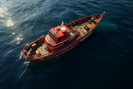 在行驶的救生船漂浮高清图片素材