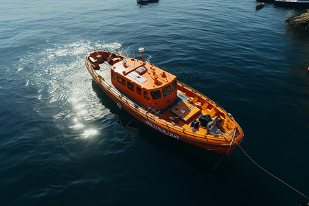 停在水面上的救生艇交通高清图片素材