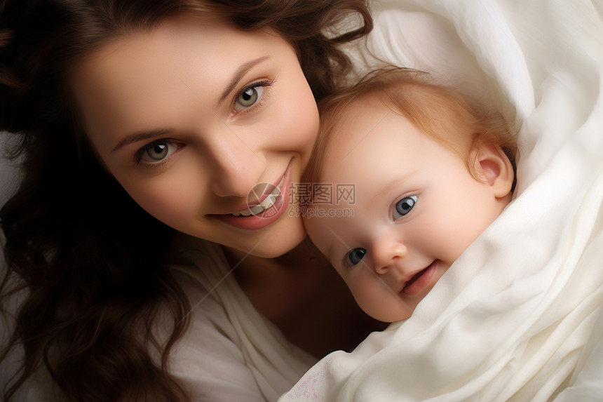 女人和可爱的婴儿图片