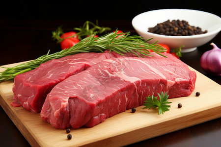 美味新鲜的牛排生肉高清图片素材