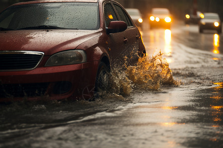 充满雨水的街道高清图片