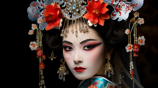 京剧的美丽女孩背景图片