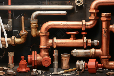 复杂的水暖管道背景图片