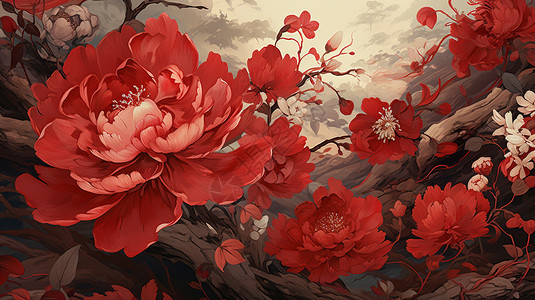 美丽的红色花朵背景图片