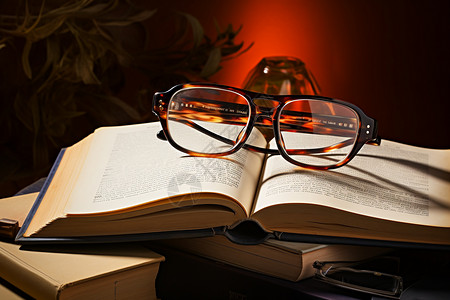 书籍上的眼镜图片