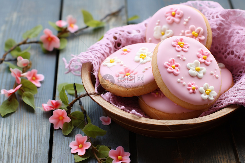 粉色的饼干图片