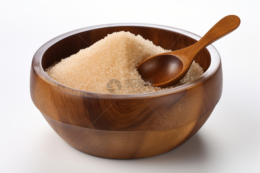 木碗中的蔗糖图片