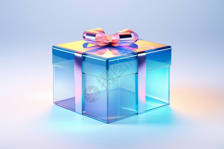 玻璃质感礼盒背景图片