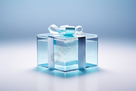 蓝色透明的礼物盒背景图片