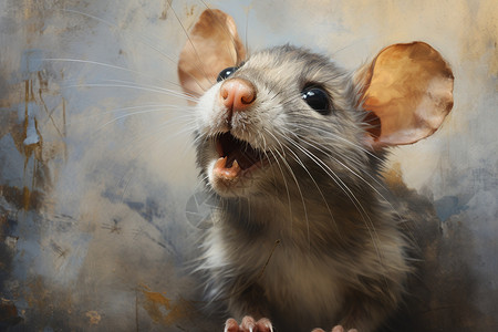 一只小老鼠的油画背景图片