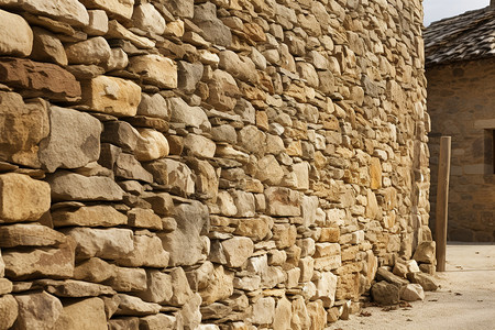 石头修造房子砖砌小屋中的建筑细节背景