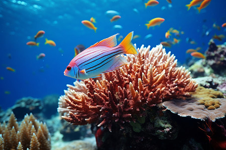 海底热带鱼游动图片