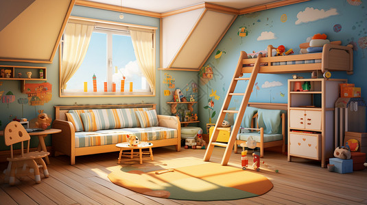 温馨的儿童房环境背景图片