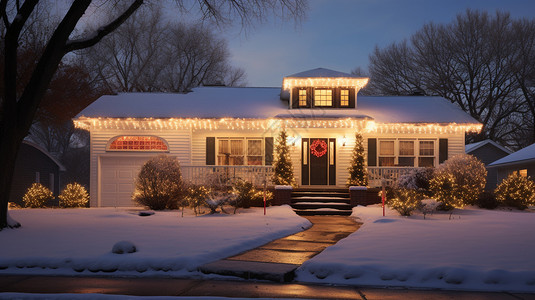 冬季的房屋美景图片