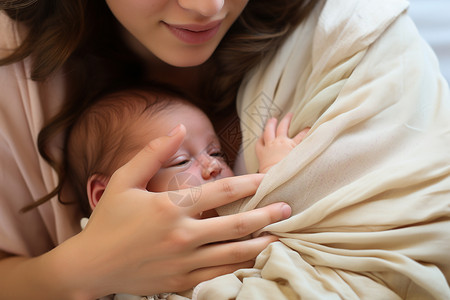 女人抱着可爱的婴儿图片