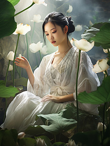 美人如花清新如画的美人背景