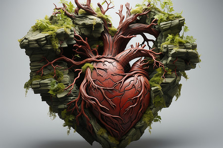 大自然的心脏大自然中的心形树设计图片