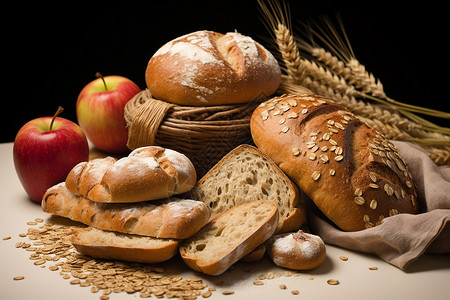 健康全麦面包背景图片
