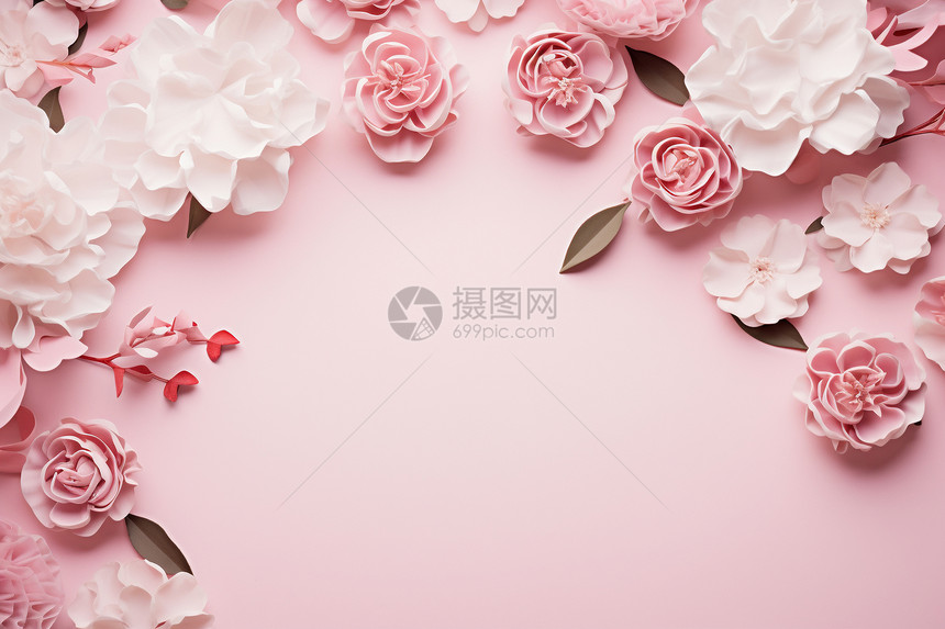 粉色花朵与的搭配图片