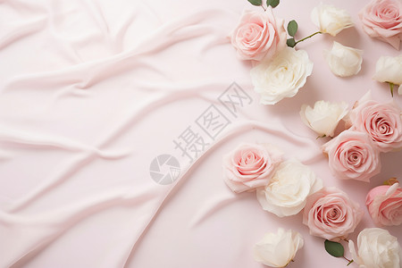粉色背景下的玫瑰花背景图片