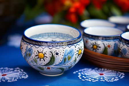 花叶绘饰高清陶瓷碗图片