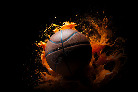 黑色背景下的篮球背景图片